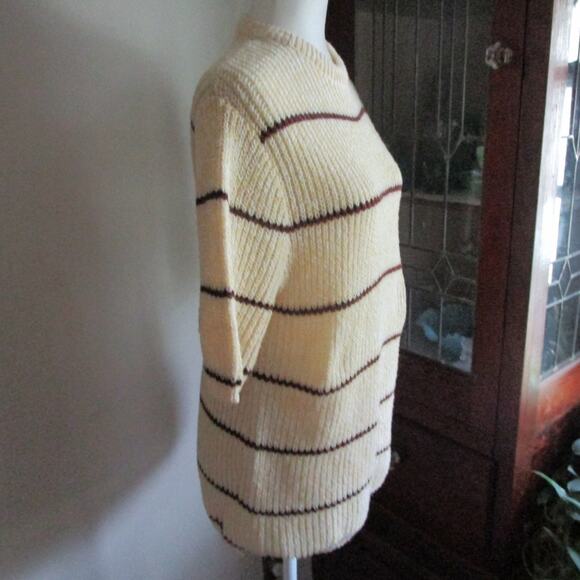 Vintage 70s 80s Fashioned by Continental Striped Knit Sweater Union Made USA L - Picture 3 of 17